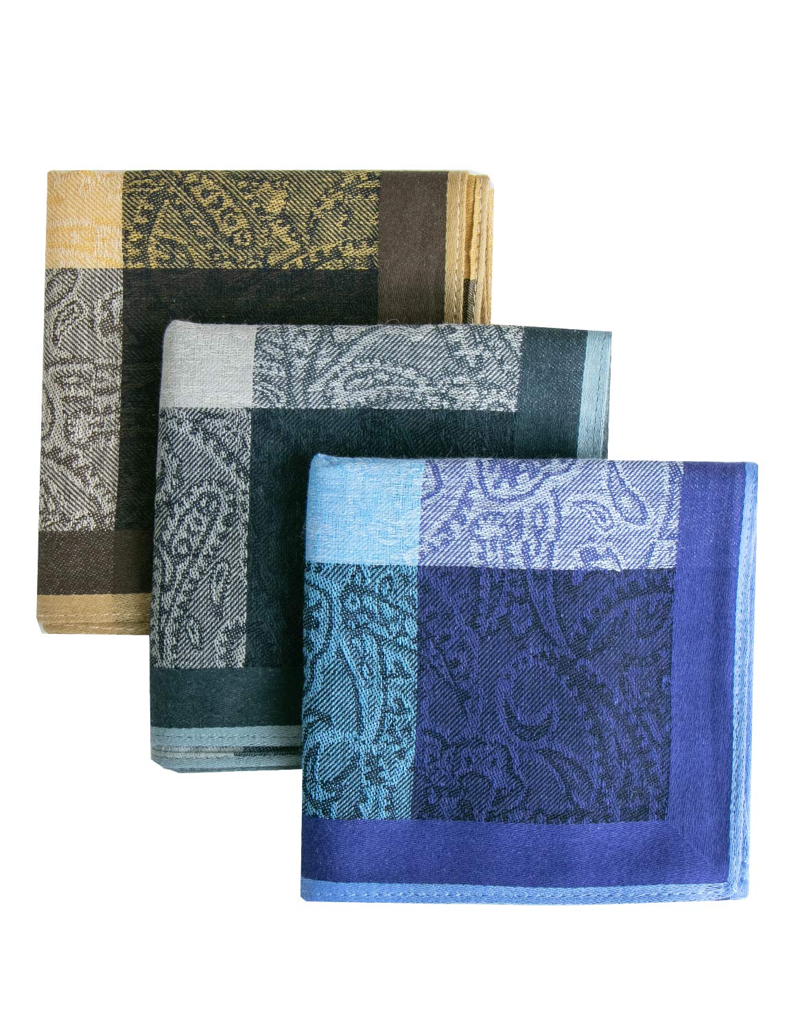 COOUSML Mens Soft Cotton Handkerchiefs Paisley Assorted Hankies Gift Set