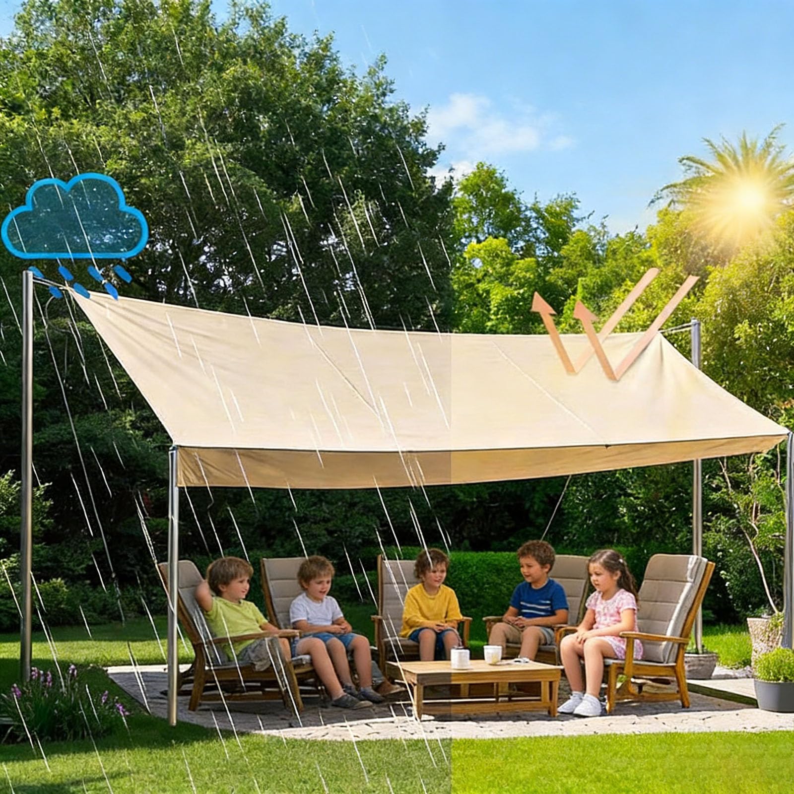 Sonnensegel Wasserdicht 100 x 250 cm Uv-Schutz, Wetterfest Sonnenschutz Markise Reißfest Wetterfest für Balkongeländer, Terrasse Garten Schwimmbad Balkon, Weiß