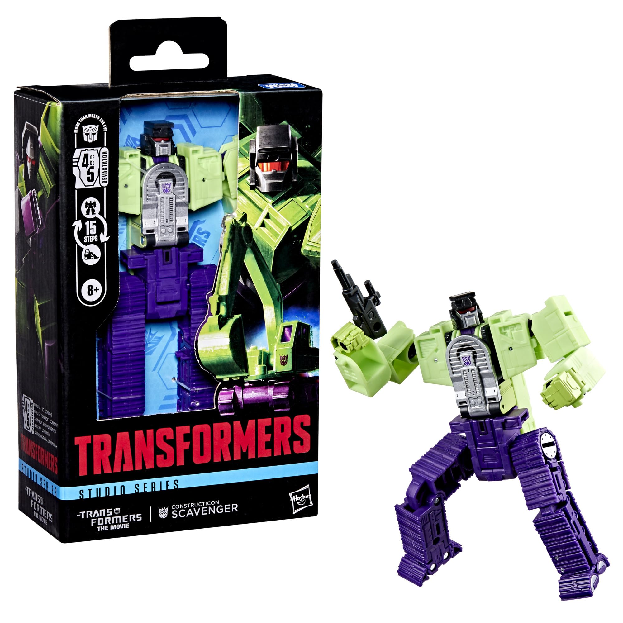 TRANSFORMERS Studio Series Deluxe Class The The Movie Constructicon Scavenger, 4.5-inch Action Figure, Robot Toys for Ages 8+