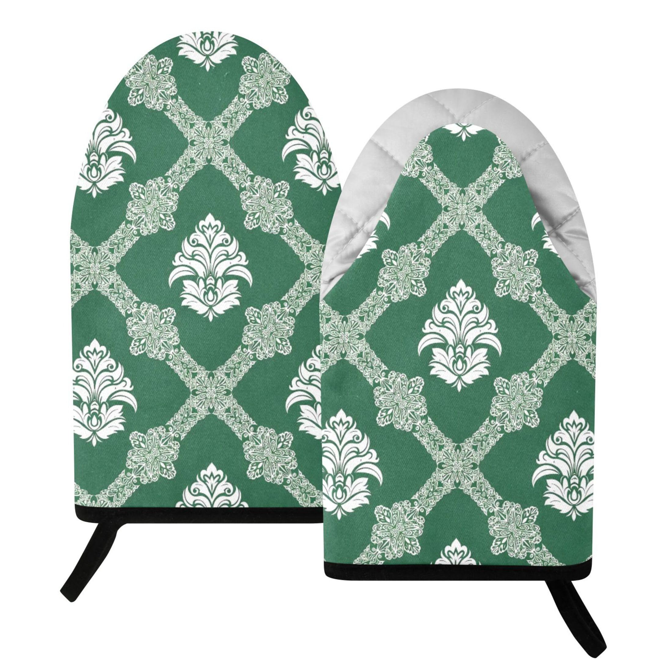 Fuauuyl Oven Mitts Heat Resistant Kitchen Gloves, Tribal Flower Classic Oven Gloves with Hanging Loop for Baking BBQ Cooking Grilling, 1 Pair, 9.5 in