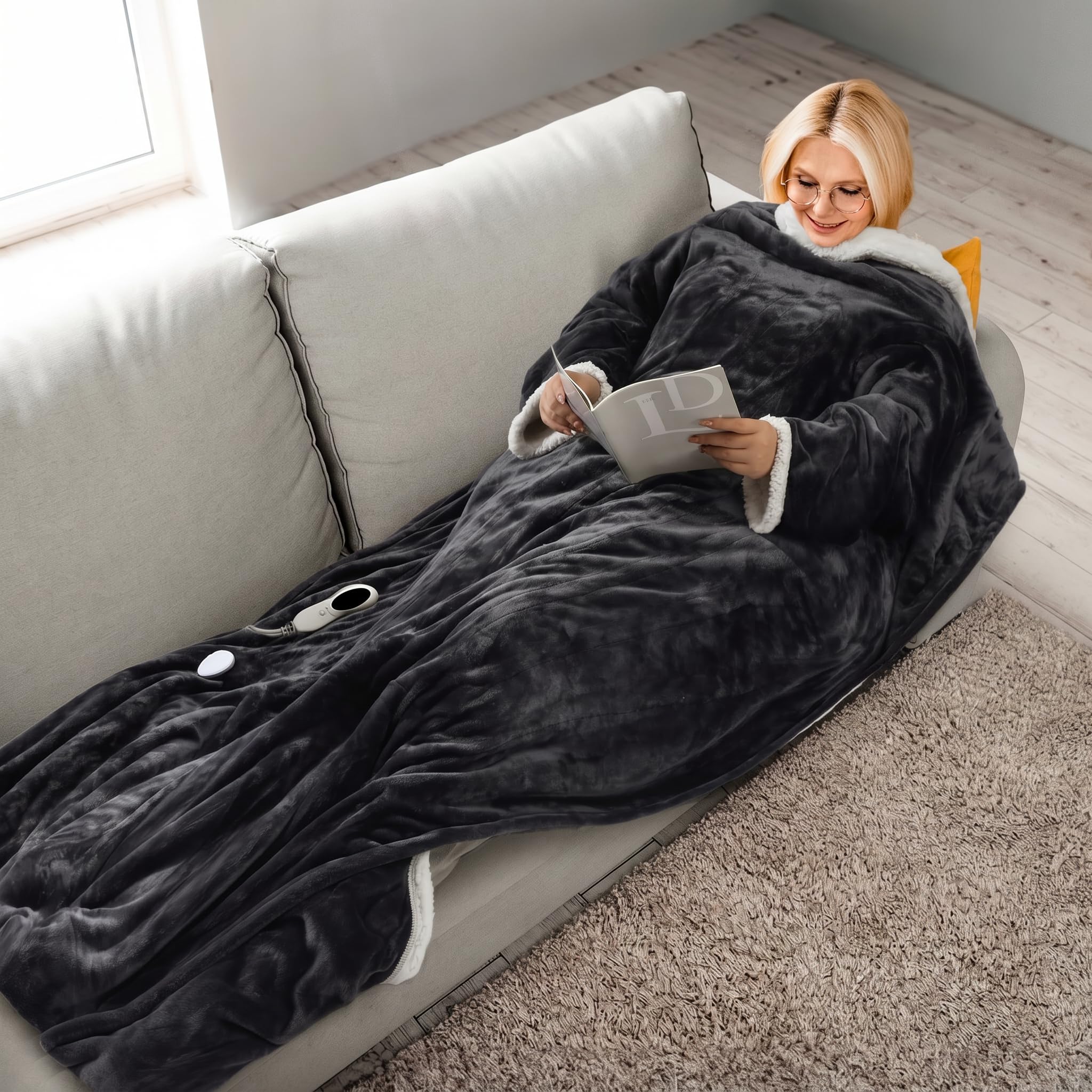 Amazon.com: PASAMIC Wearable Heated Blanket with Foot Pocket