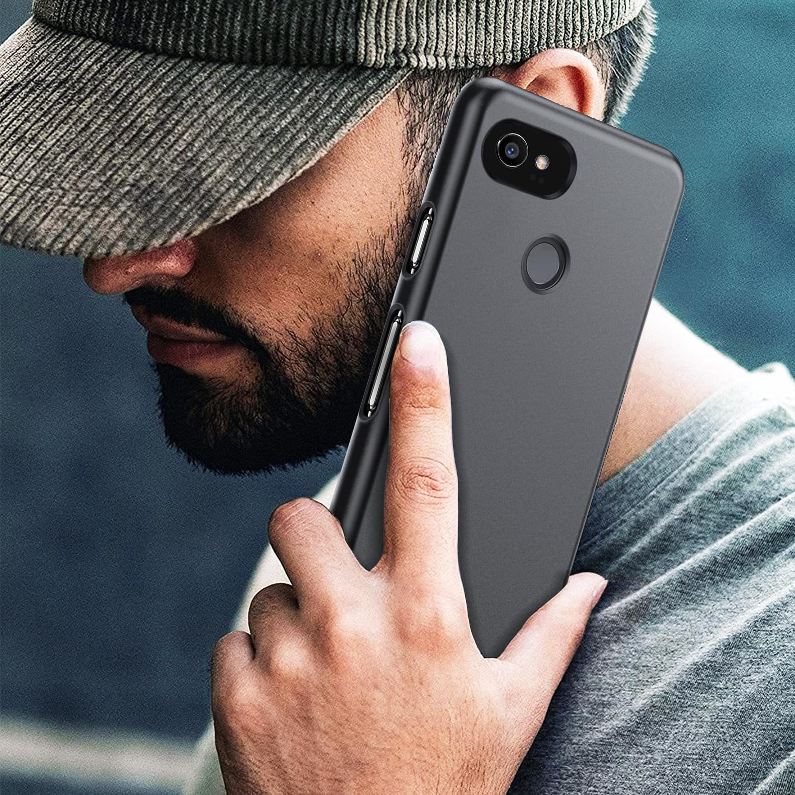 Dioxide Compatible for Google Pixel 2 XL Phone Case with Screen Protector, Soft TPU Silicone Case Shockproof Non-Slip Camera Protective Case Slim Cover for Google Pixel 2 XL Phone Case, Black