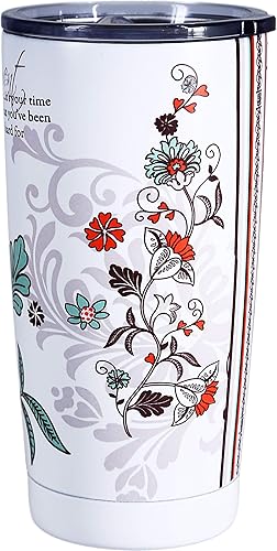 Miniatura 2 de Pavilion - Jubilación - Taza de café de viaje de acero inoxidable y plástico de doble pared floral de 20 onzas con tapa abierta deslizante sin BPA