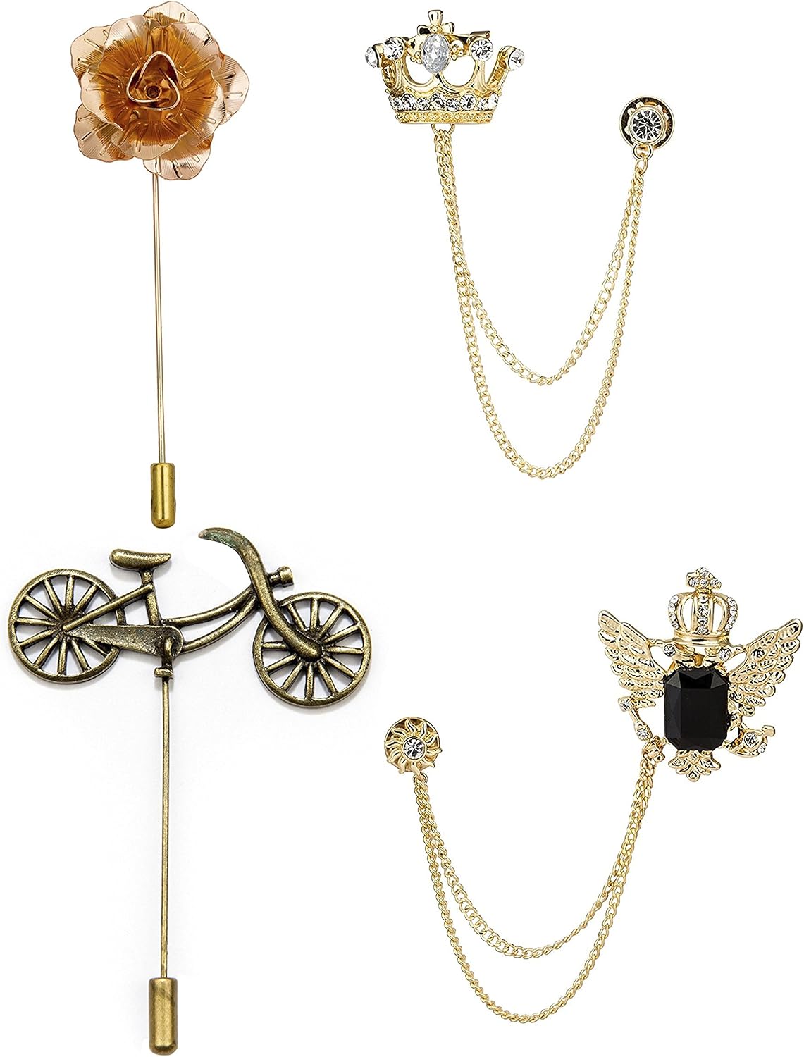 Knighthood Brooch Pin Set of 4 Lapel Pins Brooch for Multi Boutonniere Pin with Gift Box for Suit Wedding Groom