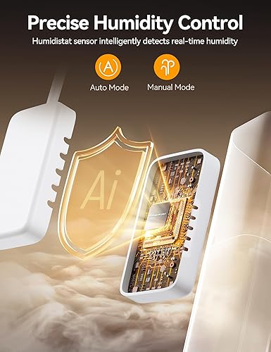 Miniatura 7 de VAGKRI Humidificadores de 12 litros para habitaciones grandes, duran 120 horas, cubren hasta 1000 pies cuadrados, humidificador ultrasónico de