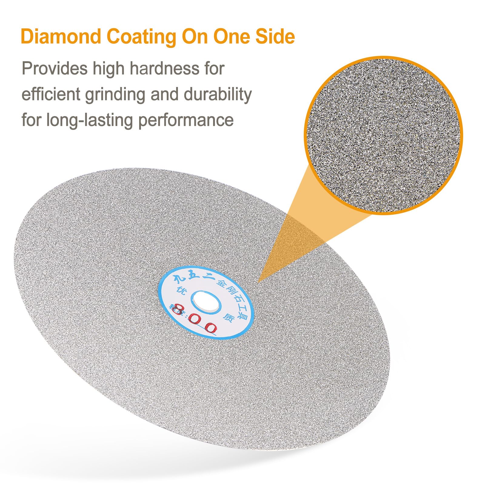 HARFINGTON Disco plano de diamante de 8 x 1/2 pulgadas, eje de grano 800, rueda abrasiva recubierta de diamante para moler, lijar, pulir, pulir, cerámica, vidrio, piedras, piedras preciosas