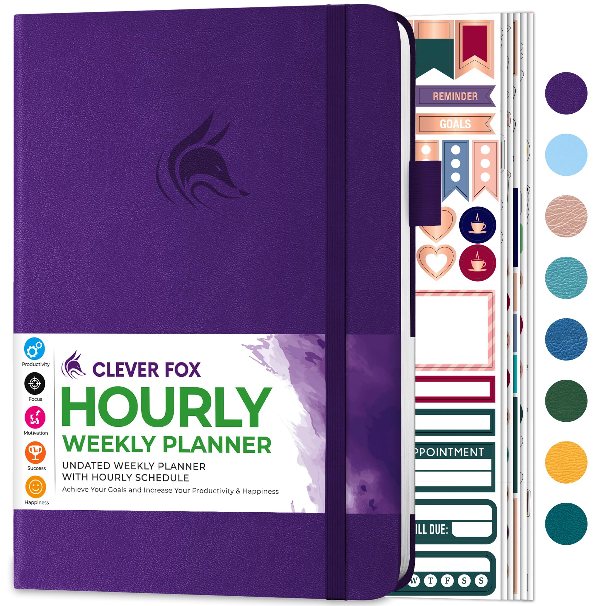 Clever Fox Planner Schedule – Weekly & Monthly Life Planner with Time Slots, Appointment book, and Daily Organizer to Increase Productivity, Undated, A5 (5.8″x8.3″) Hardcover, Lasts 1 Year, Purple