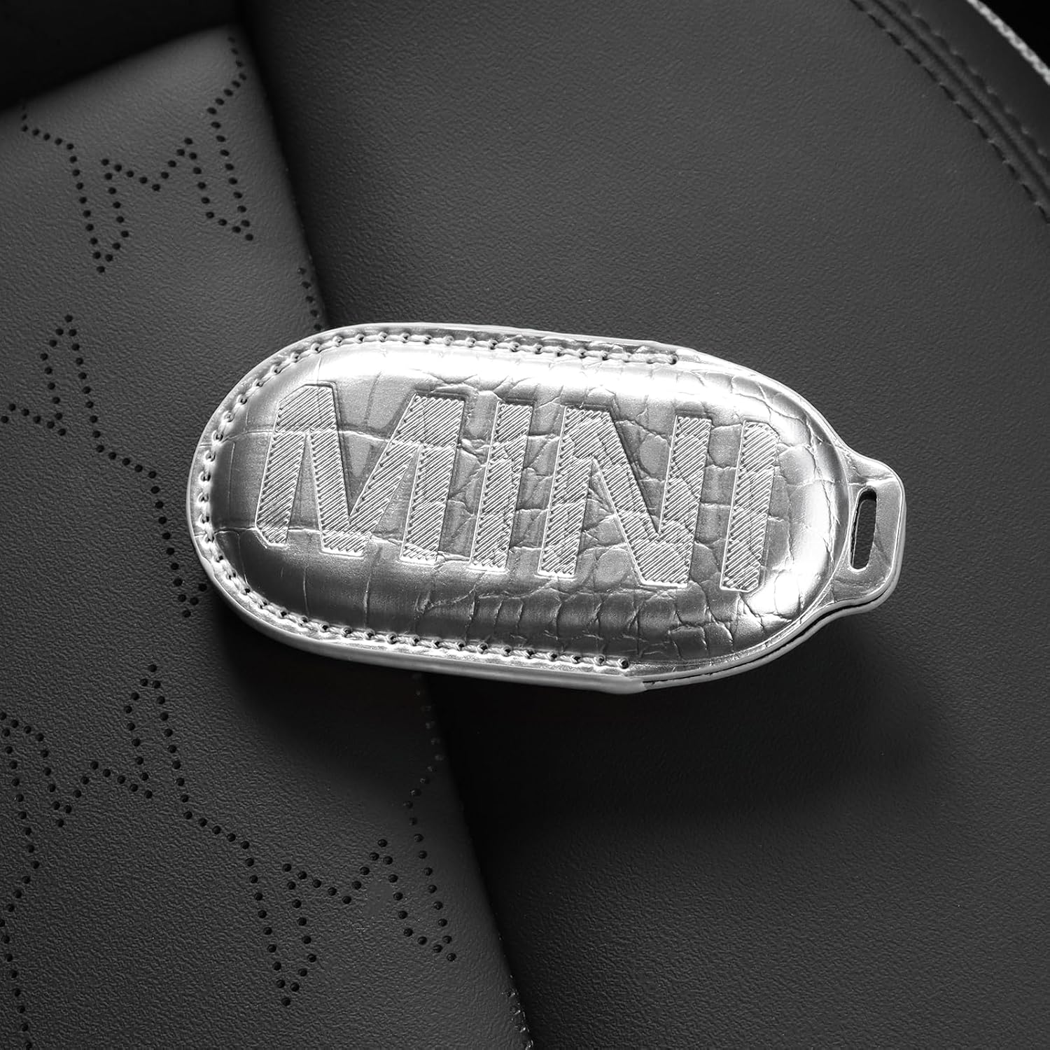 KUNGKIC For Mini Cooper 2024 2025 S F65 F66 F67 Countryman U25 ACEMAN J05 Leather Car Key Case Crocodile Keychain Classic
