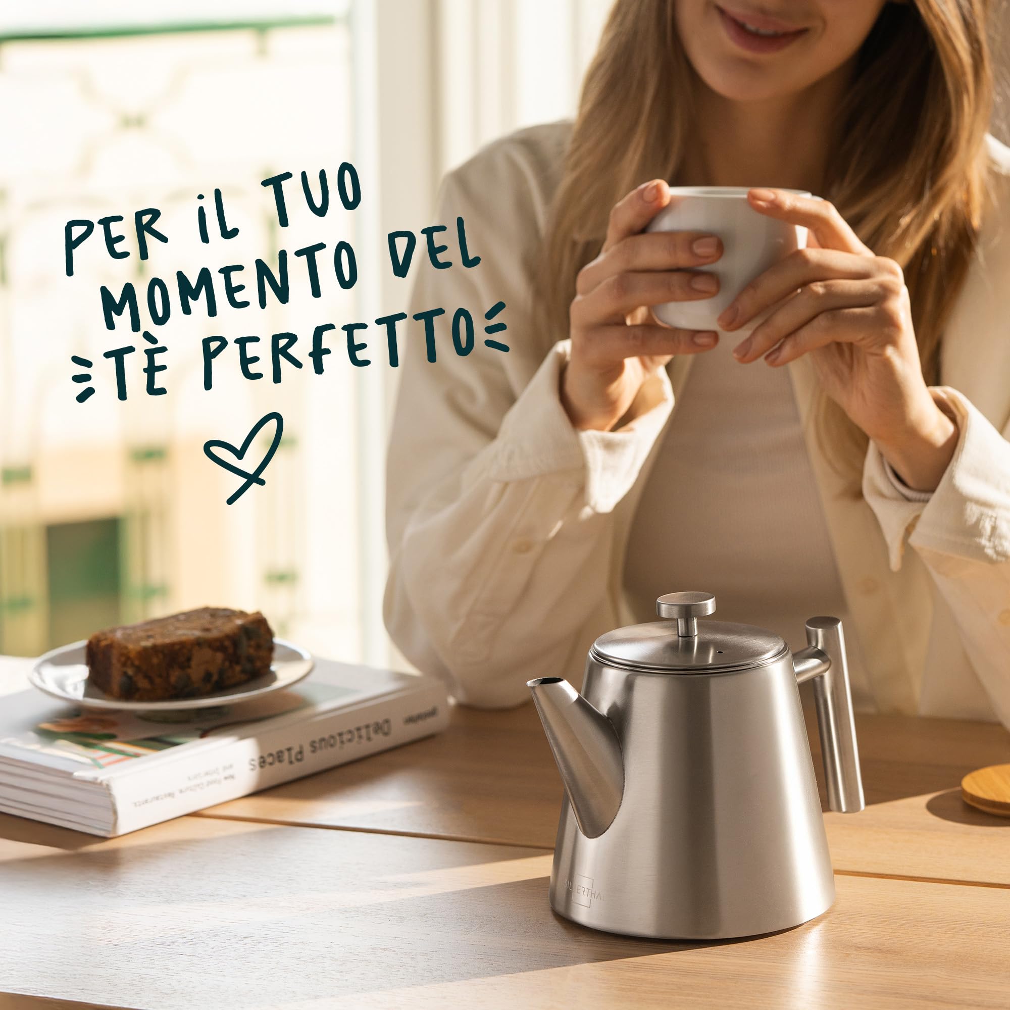 SILBERTHAL Teiera con infusore 1L - Acciaio Inox - Mantiene il tè caldo - Isolamento a doppia parete - Teapot
