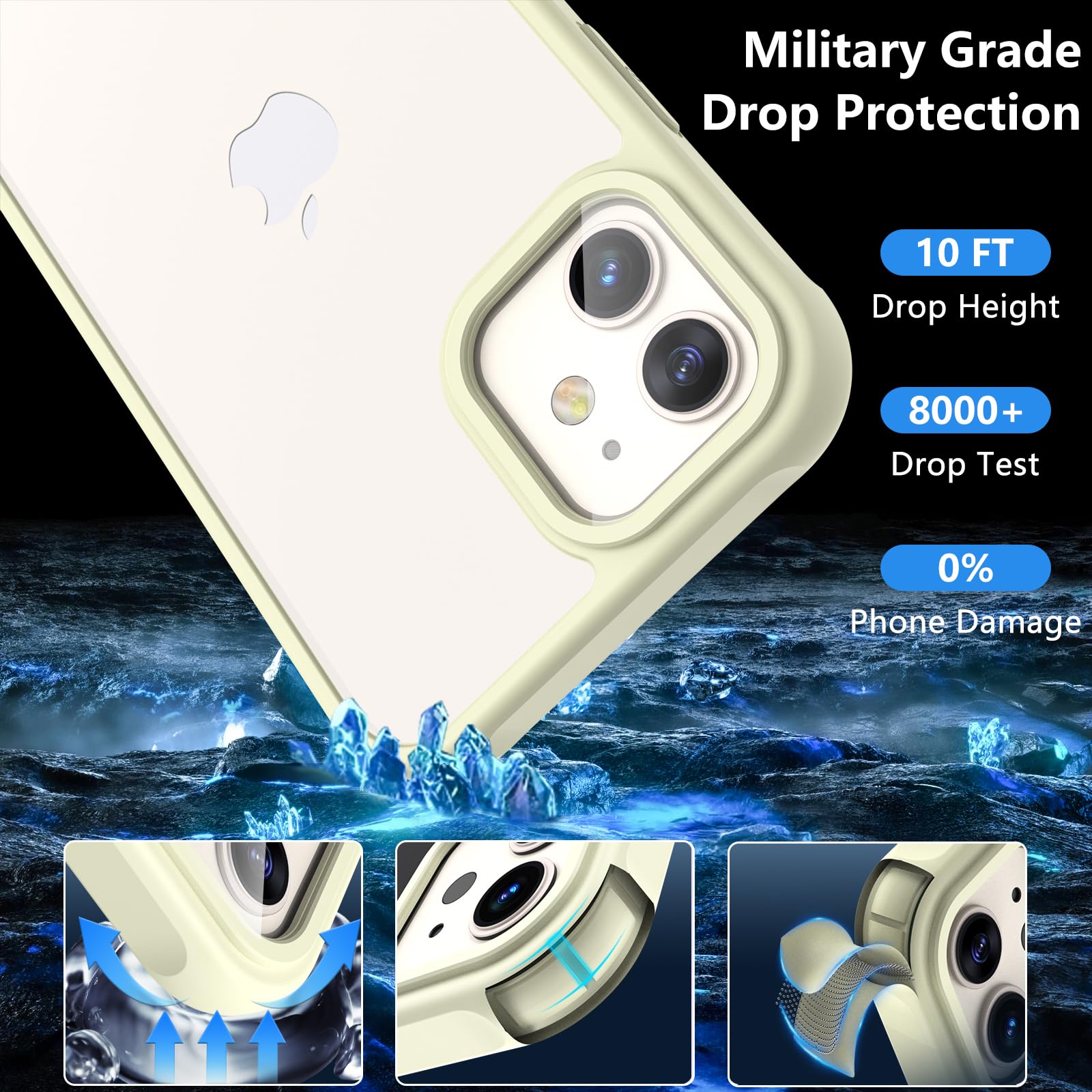 HGH Matte Case For IPhone 14 Pro, Camera Protection, Shockproof Military Standard Drop