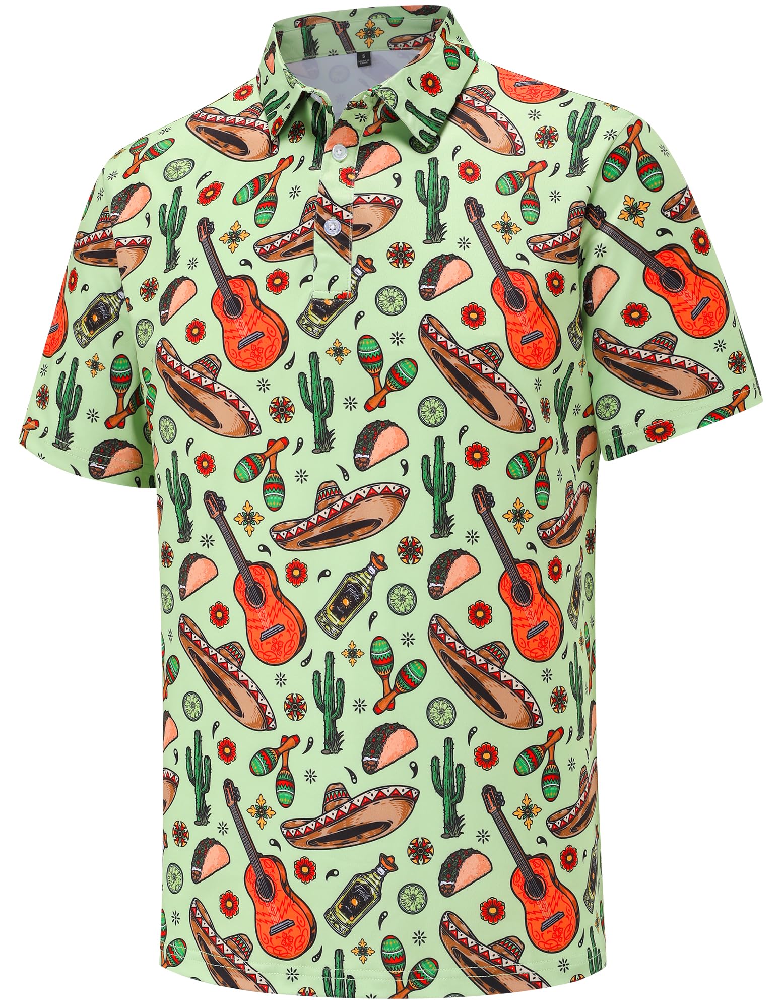 Mens Golf Polo Shirts Short Sleeve Dry Fit Print Performance Moisture Wicking Casual Funny Golf Polo Shirts for Men