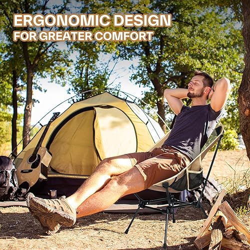 Miniatura 6 de Sportneer Sillas de campamento, sillas ligeras para exteriores con 2 bolsillos laterales y bolsa de almacenamiento, sillas de césped plegables y