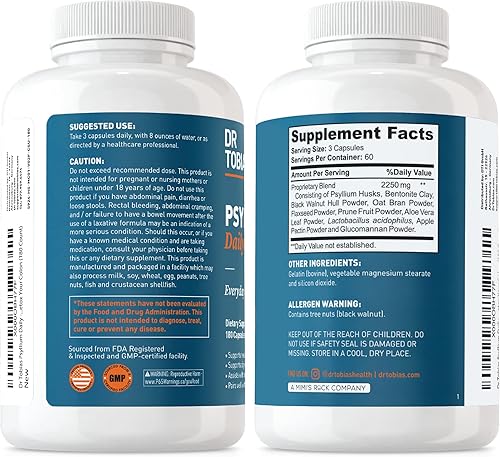Miniatura 9 de Dr. Tobias Paquete de salud del colon con limpieza de colon de 14 días y psyllium diario que apoya movimientos intestinales saludables
