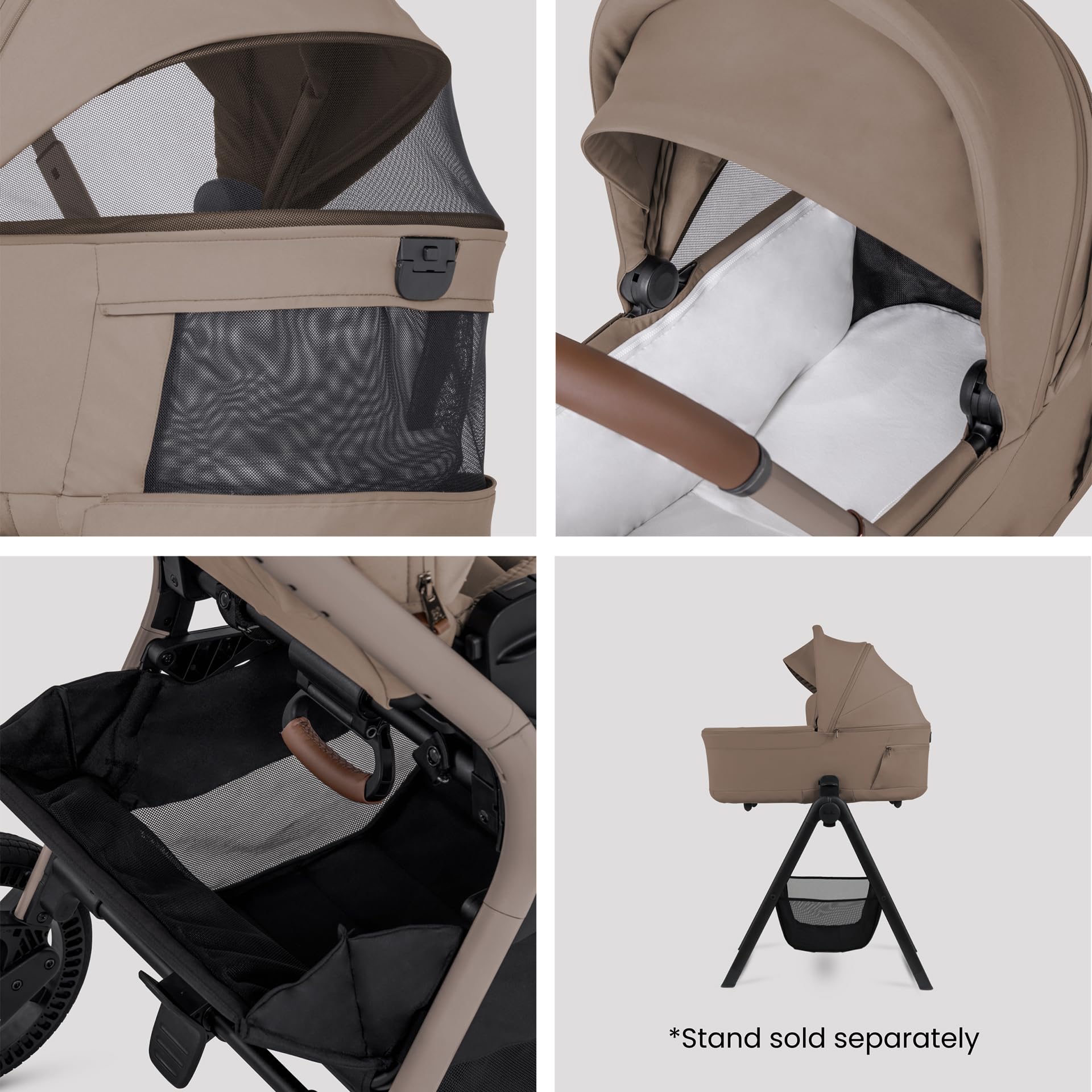 Silver Cross Breez Travel System - Compact Lightweight Pushchair & 360 Infant Carrier Car Seat Bundle - One-Hand Fold Pushchair with Lie-Flat Seat - Birth to 4 Years (22kg) - Champagne — view 8