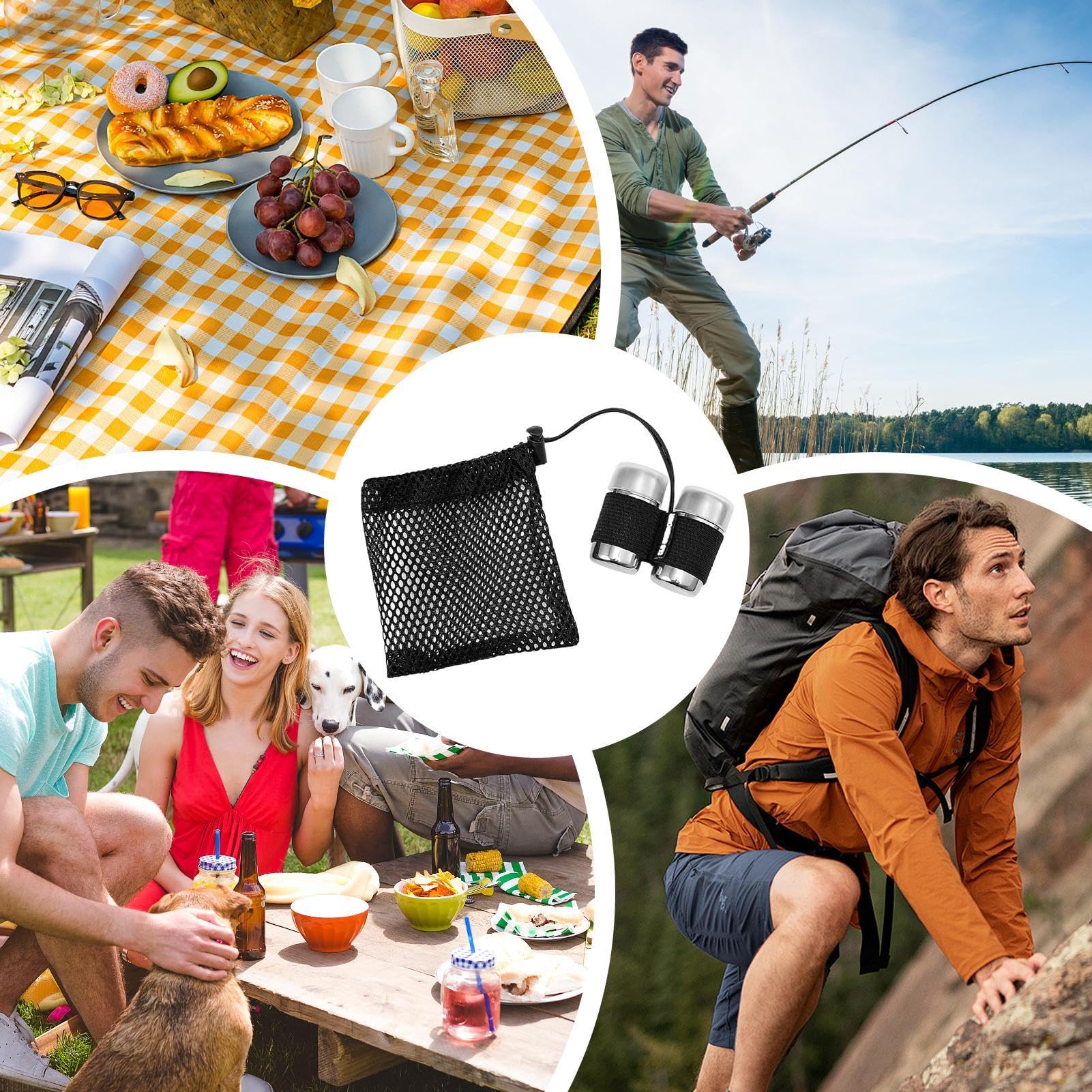 Set 2 Contenitori Viaggio Per Spezie In Acciaio Inox Con Custodia - Campeggio E Picnic