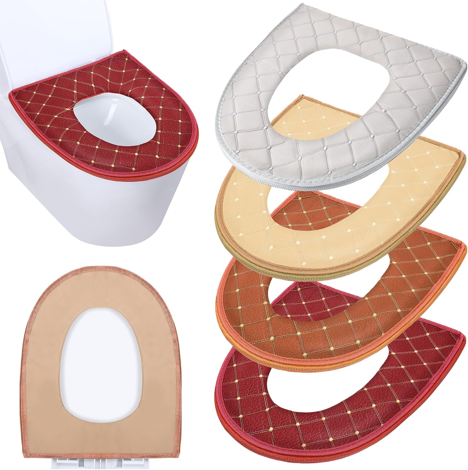 Riakrum 4 Pcs Toilet Seat Covers Pads for Bathroom