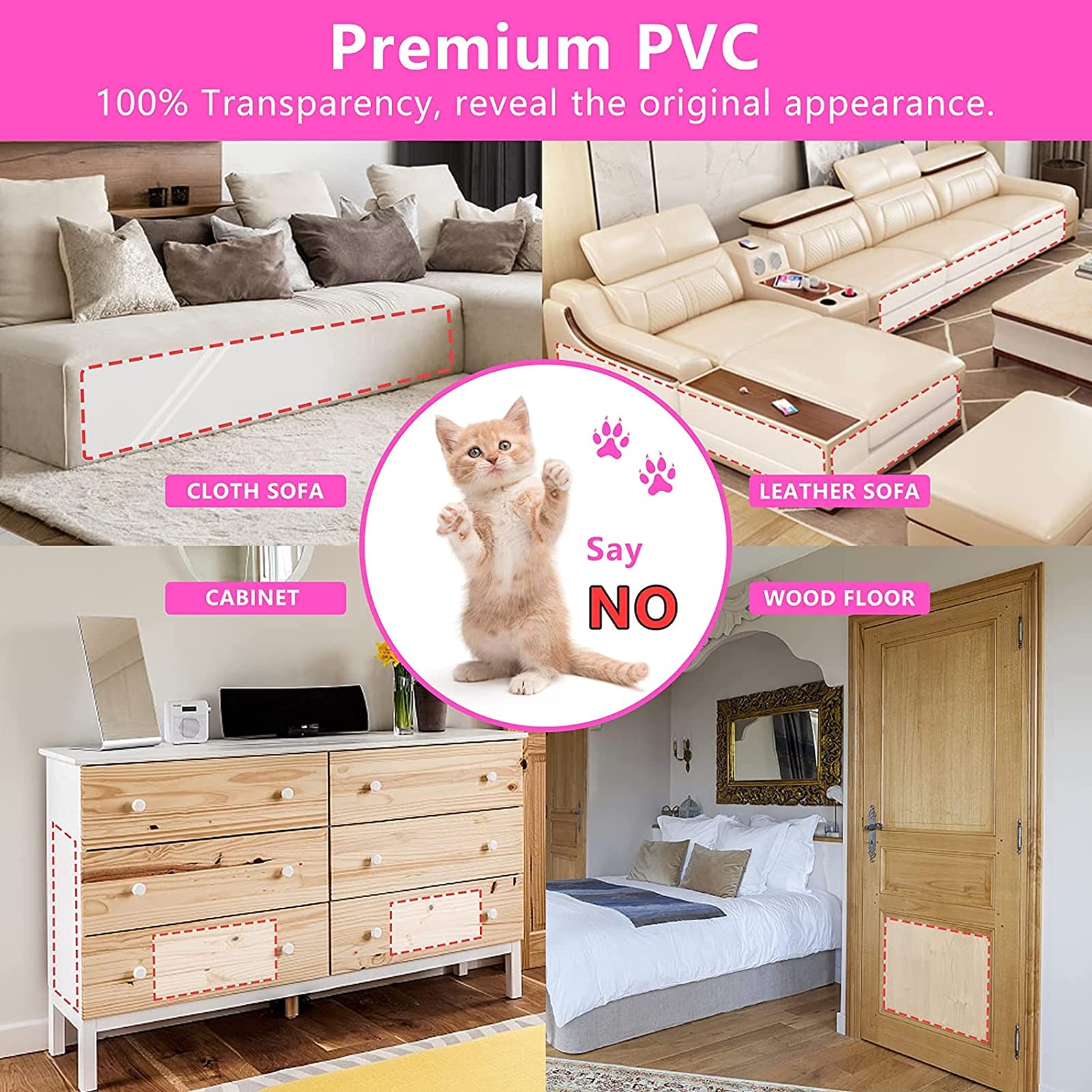 ACAREY Protector de arañazos para gatos, protectores antihuellas, autoadhesivos, transparente, protección antiarañazos, para muebles, protección contra los arañazos, 14 x 46 cm (16)
