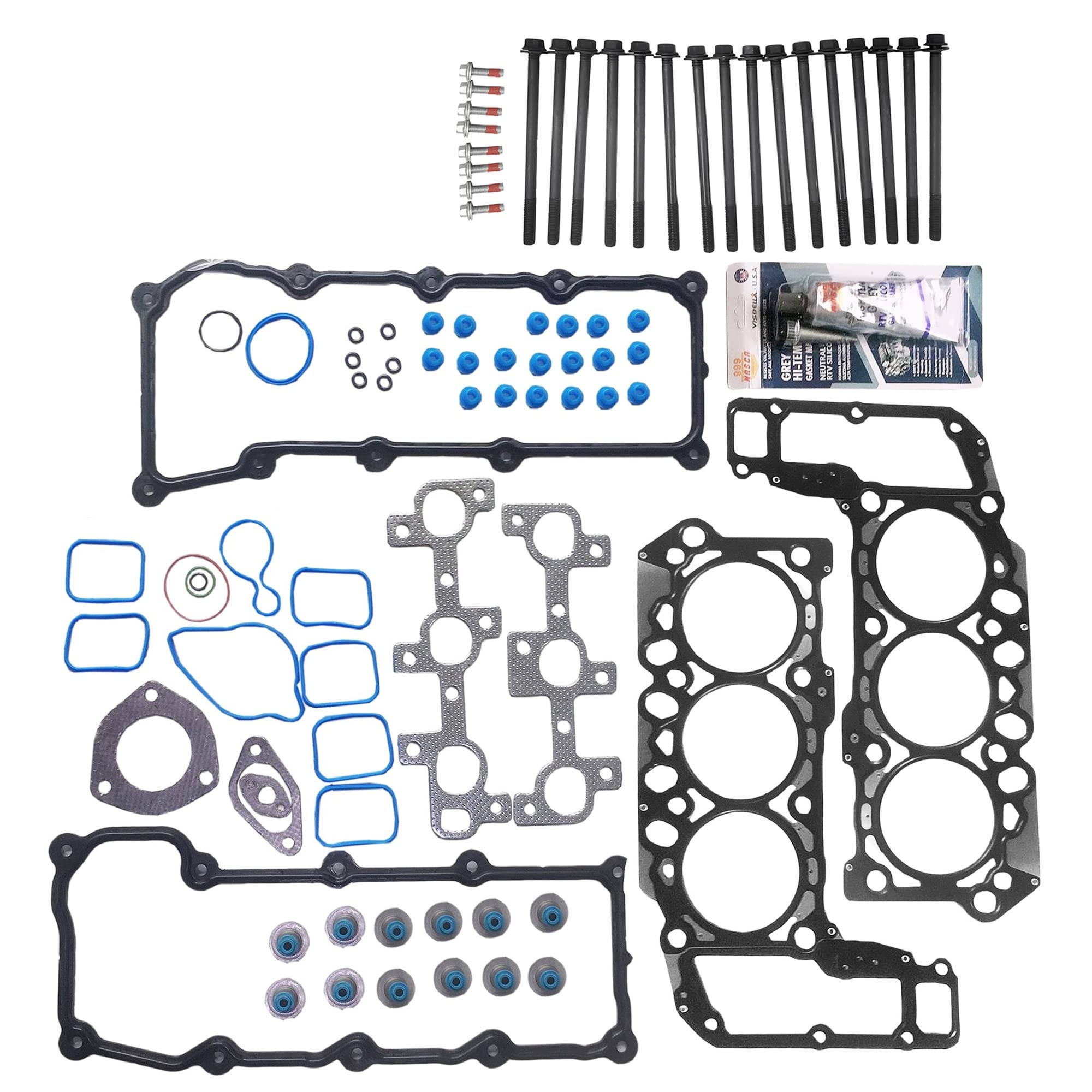 Partsflow Engine Gasket Head Set w/Head Bolts For DODGE DAKOTA 2004-2005 For DODGE DURANGO 2004-2005 For DODGE RAM 1500 2002-2005 For JEEP GRAND CHEROKEE 2005 For JEEP LIBERTY 2002-2005 3.7L VIN "K"