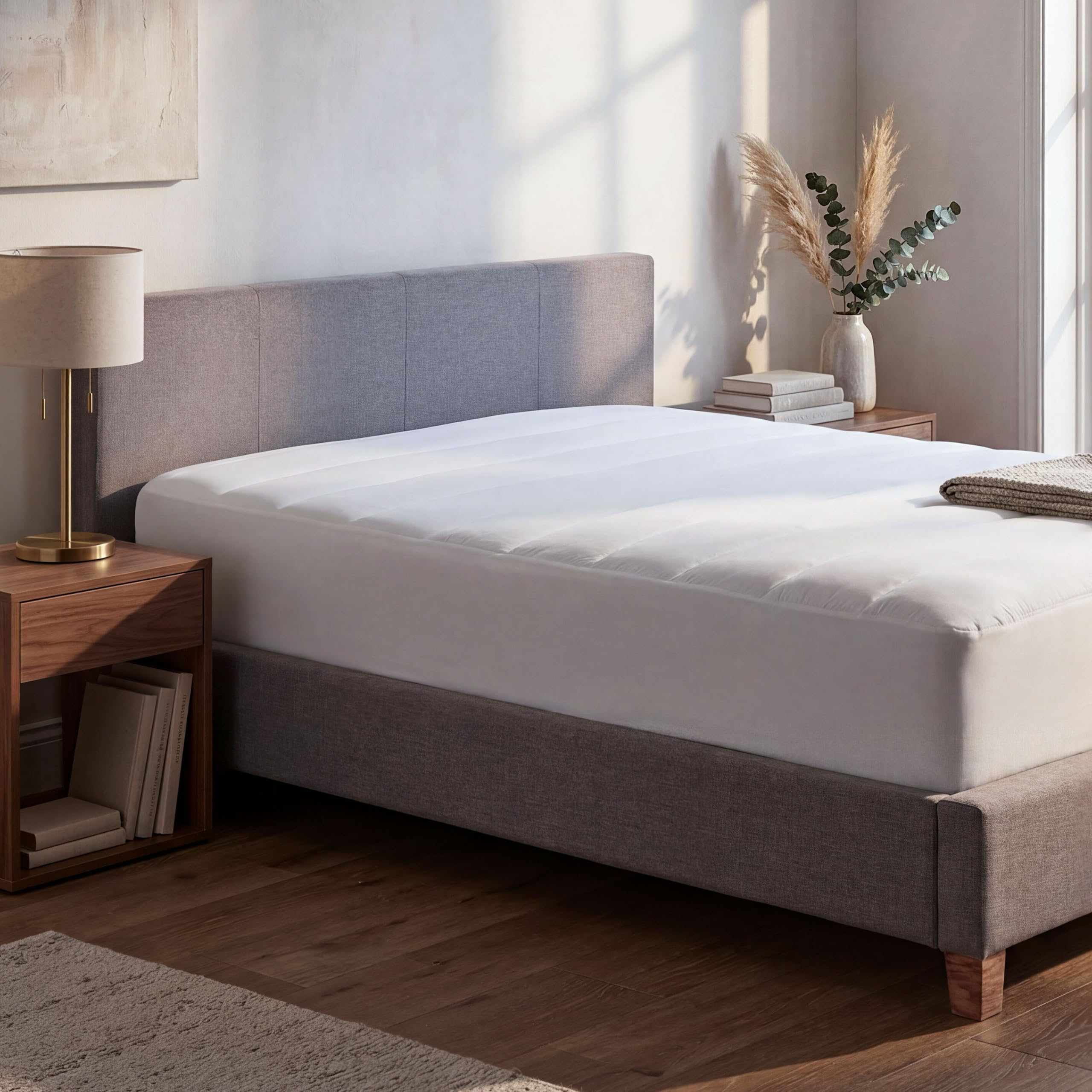 Martex Quilted Mattress Pad, Soft Breathable Polyester-Cotton Blend Fabric, Premium Polyester Fill Mattress Topper Pad, Deep Pocket Elastic Fit up to 18”, All-Season Comfort, Machine Washable, Full-image-6