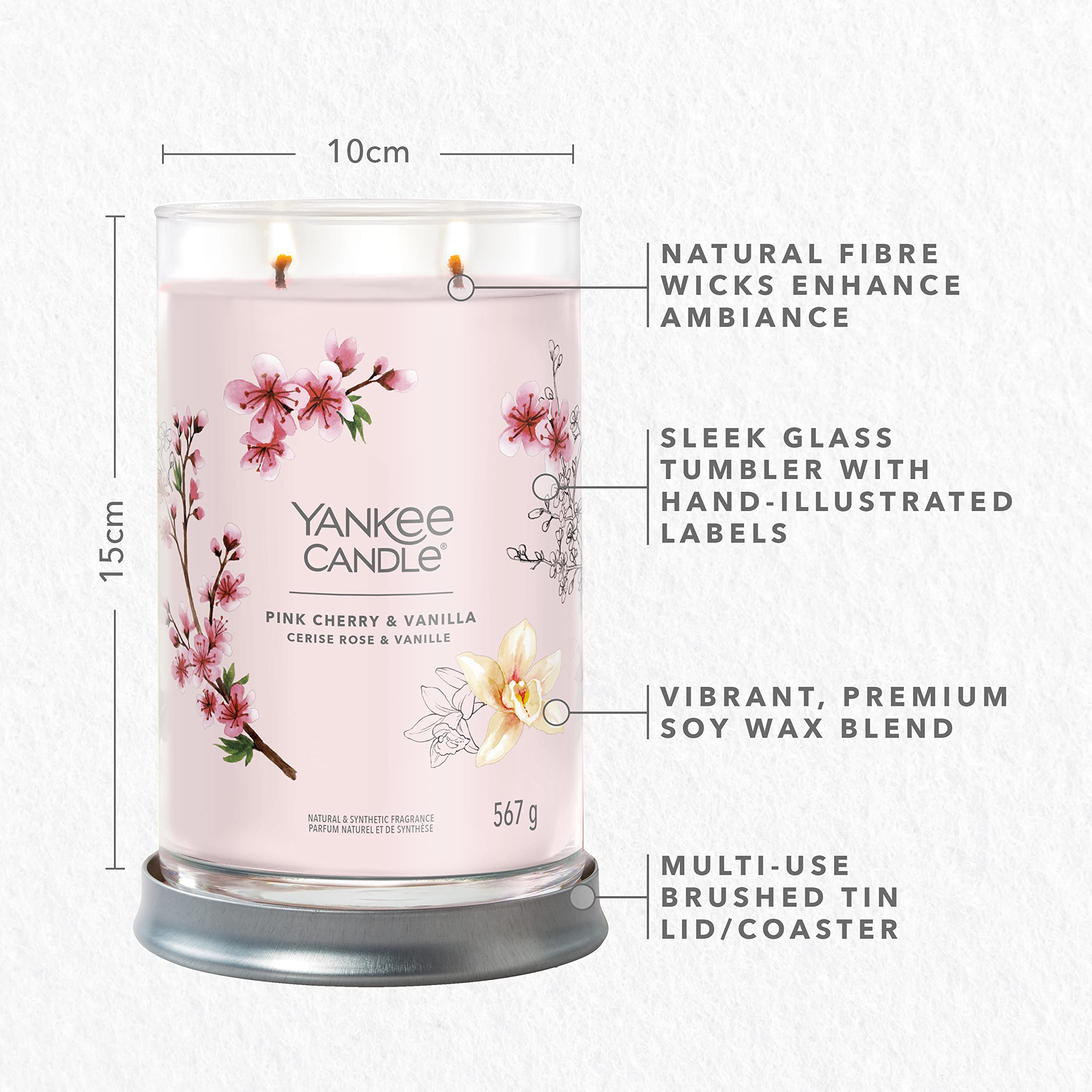 Yankee Candle Pink Cherry & Vanilla Large Tumbler Jar - Image 4