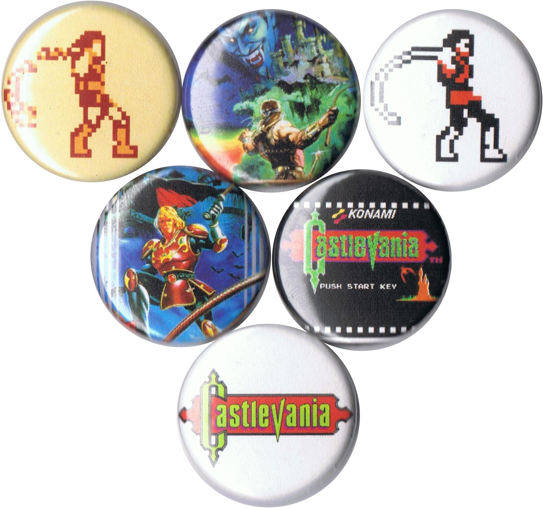 Set of 6 Castlevania 1" pins/buttons/badges