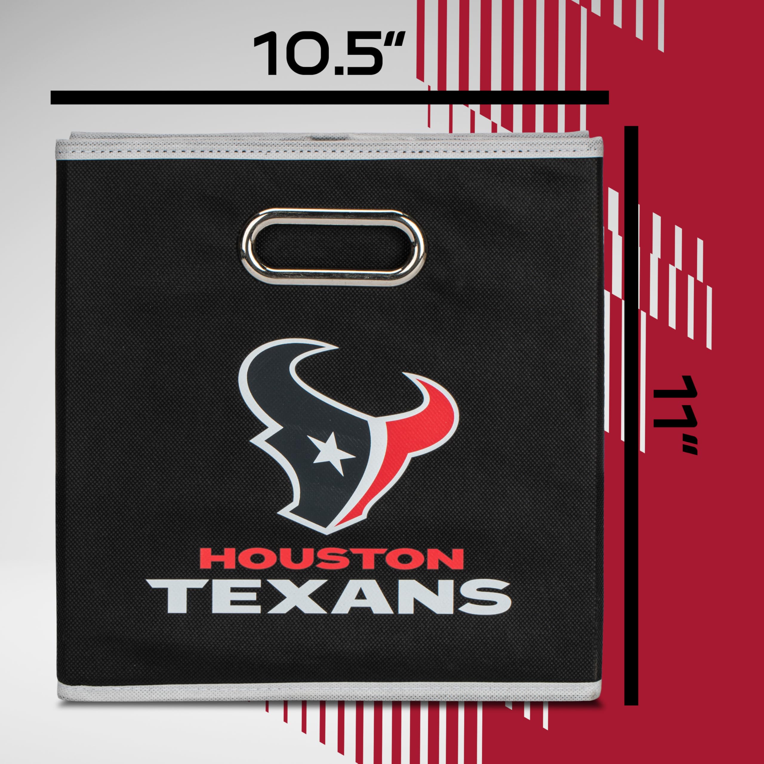 Franklin Sports NFL Houston Texans Collapsible Storage Bin NFL Folding Cube Storage Container Fits Bin Organizers Fabric NFL Team Storage Cubes One Size - Image 3