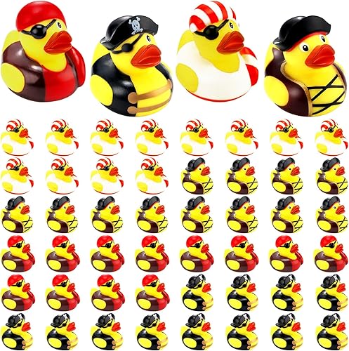 Mini patos piratas de goma de 2 pulgadas, patos de crucero, lindo pato amarillo, decoración de bañera y piscina, regalos de fiesta pirata para