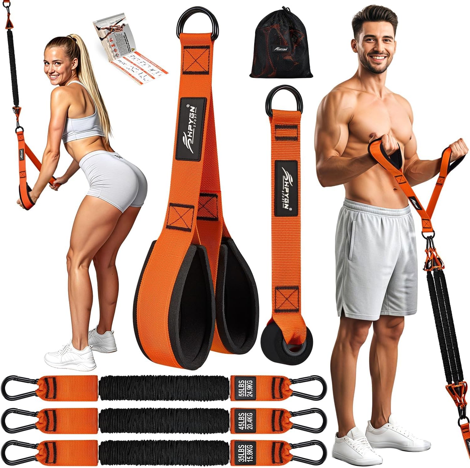 HPYGN Resistance Bands Training for Arms, Biceps, Triceps, Back, Abs, Shoulders, Exercise Bands with Handles, Door Anchor, Heavy Duty Home Gym Workout Equipment for Tricep Pushdowns, Face Pulls