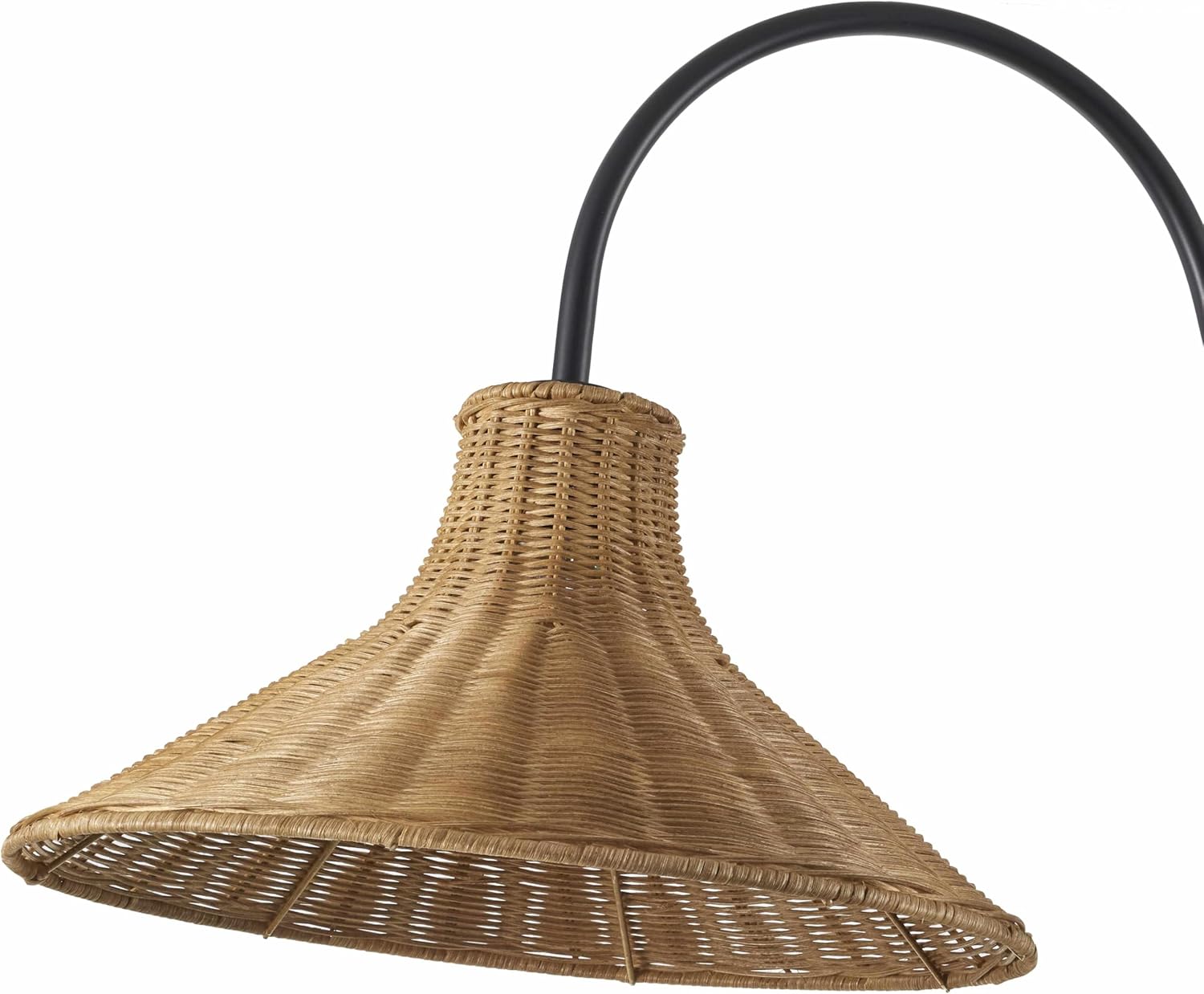 Mporokoso Boho Floor Lamp for Living Room - Shade Jute, Rattan - Iron Standing Lighting - Black, Gray, Charcoal, Beige - 66'' H