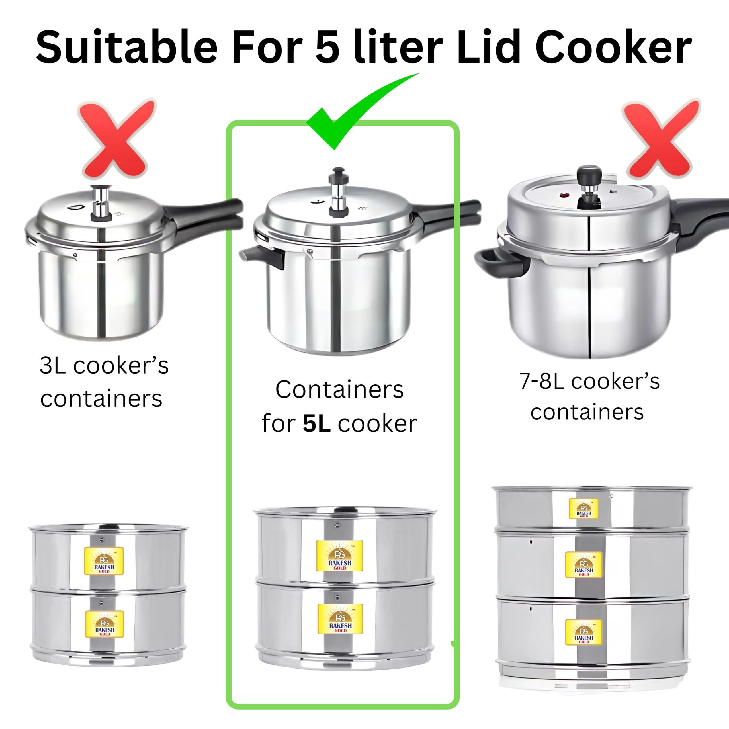 Rakesh Gold Cooker Separator - Stackable Stainless Steel -5