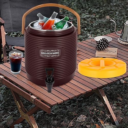 Miniatura 2 de Dispensador de bebidas frías y calientes, dispensador de bebidas aislado de 3.4 galones con grifo, cubo de acero inoxidable para bebidas frías y