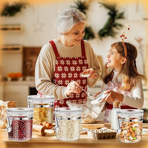 Miniatura 7 de Umigy Juego de 6 tarros acrílicos transparentes, recipientes de almacenamiento de alimentos de acrílico con tapas de abrazadera, juego de etiquetas