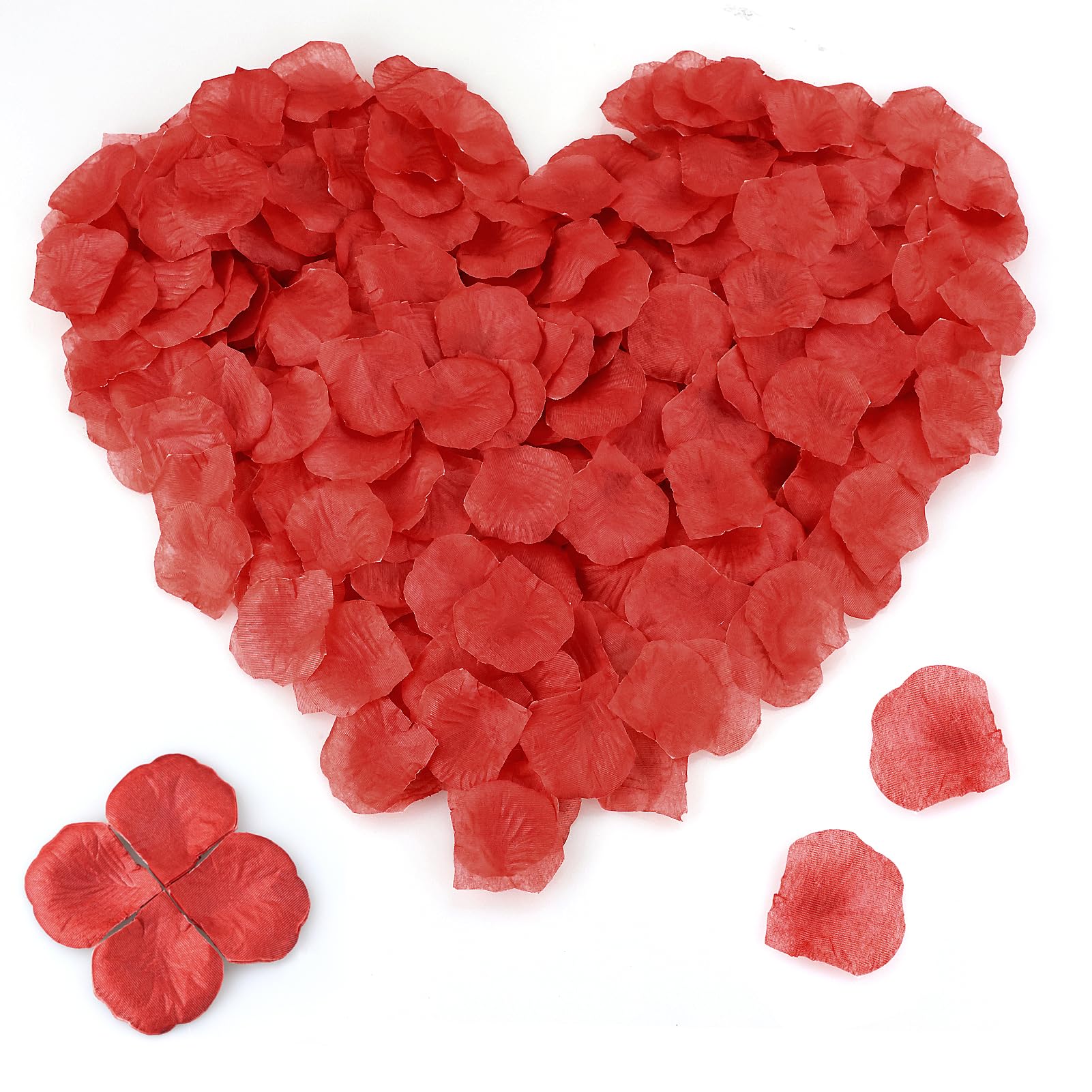 HXMJIED1000pcs Red Silk Rose Petals, Artificial Silk Rose Petals for Bedroom, No-Taste Emulation Silk Rose Petals False Flower Petals for Bed Wedding Flowers Home Party Romantic Decoration
