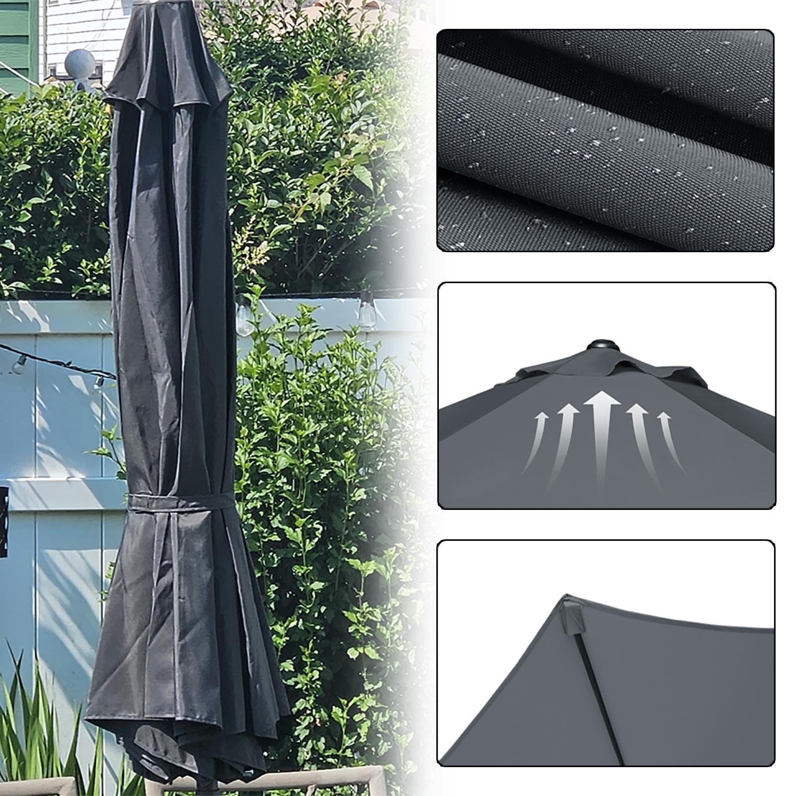 Copertura di ricambio con protezione UV per ombrellone da giardino a 6/8 costole, beige, copertura in tessuto resistente per giardino e terrazza, copertura di ricambio per ombrellone da 200 cm