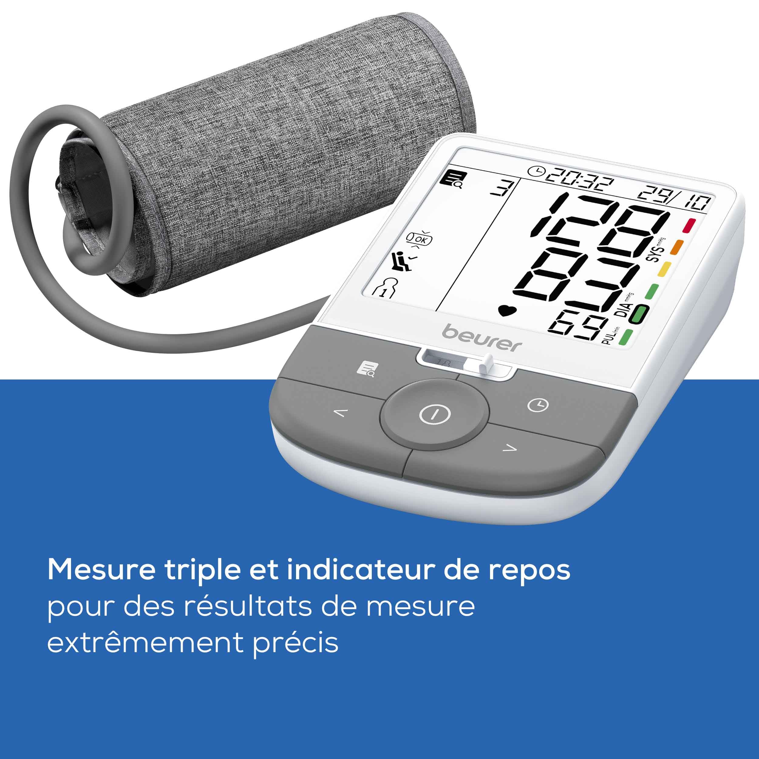 Beurer BM 53 Tensiomètre pour bras, fabriqué en Europe, cliniquement validé, détection fibrillation auriculaire, indicateur de risque, bras 22-42 cm, transfert de données vers Apple Health