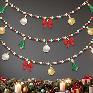 Cheerland Christmas Decorations Winter Bead Garland Merry Banner for Holiday Birthday Holiday Seasonal Classroom Office Mantle Decor Dorm Wonderland New Year Party Supplies