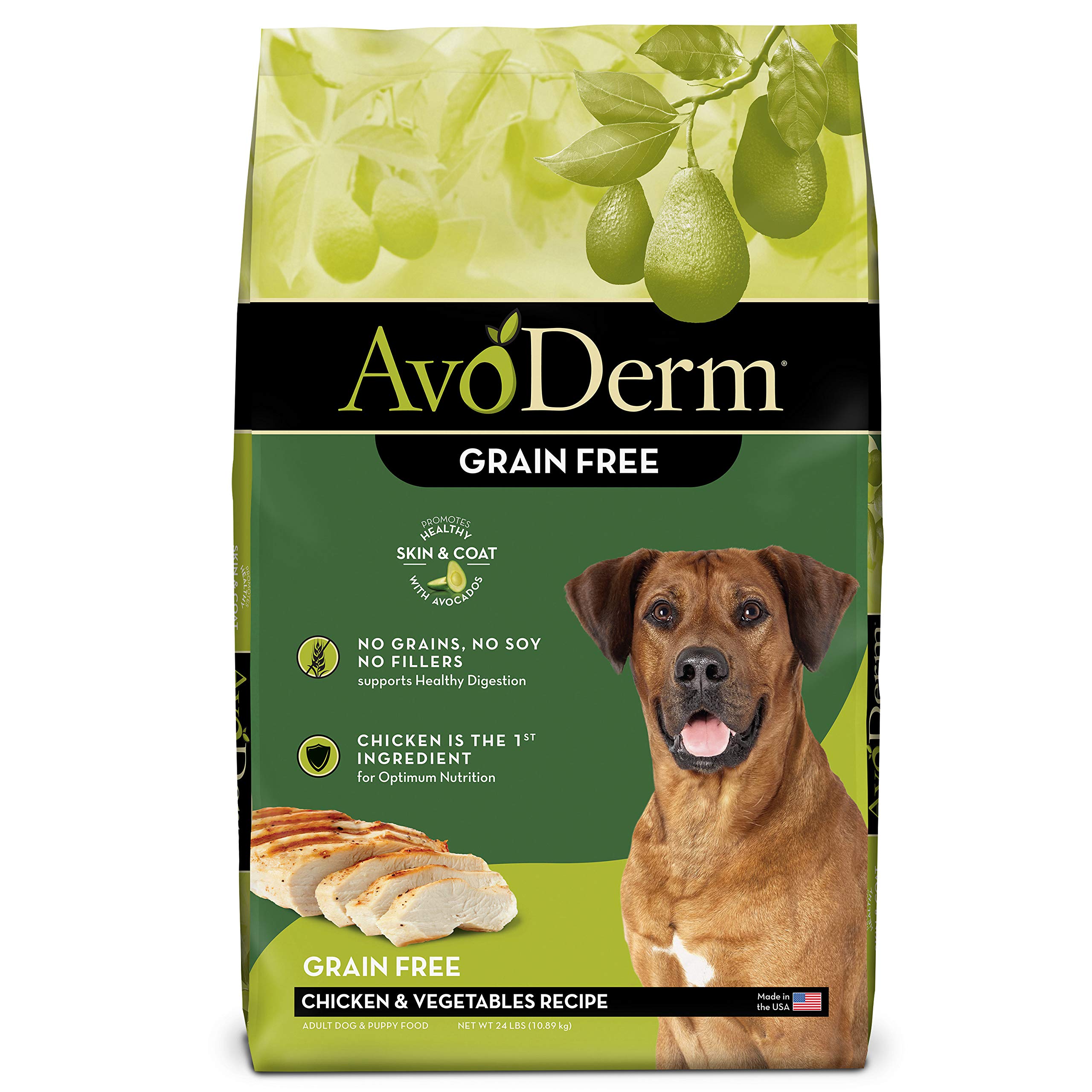 AvoDermNatural Grain Free Chicken and Vegetables Recipe All Life Stages Dry Dog Food 24 lb (Pack of 1)