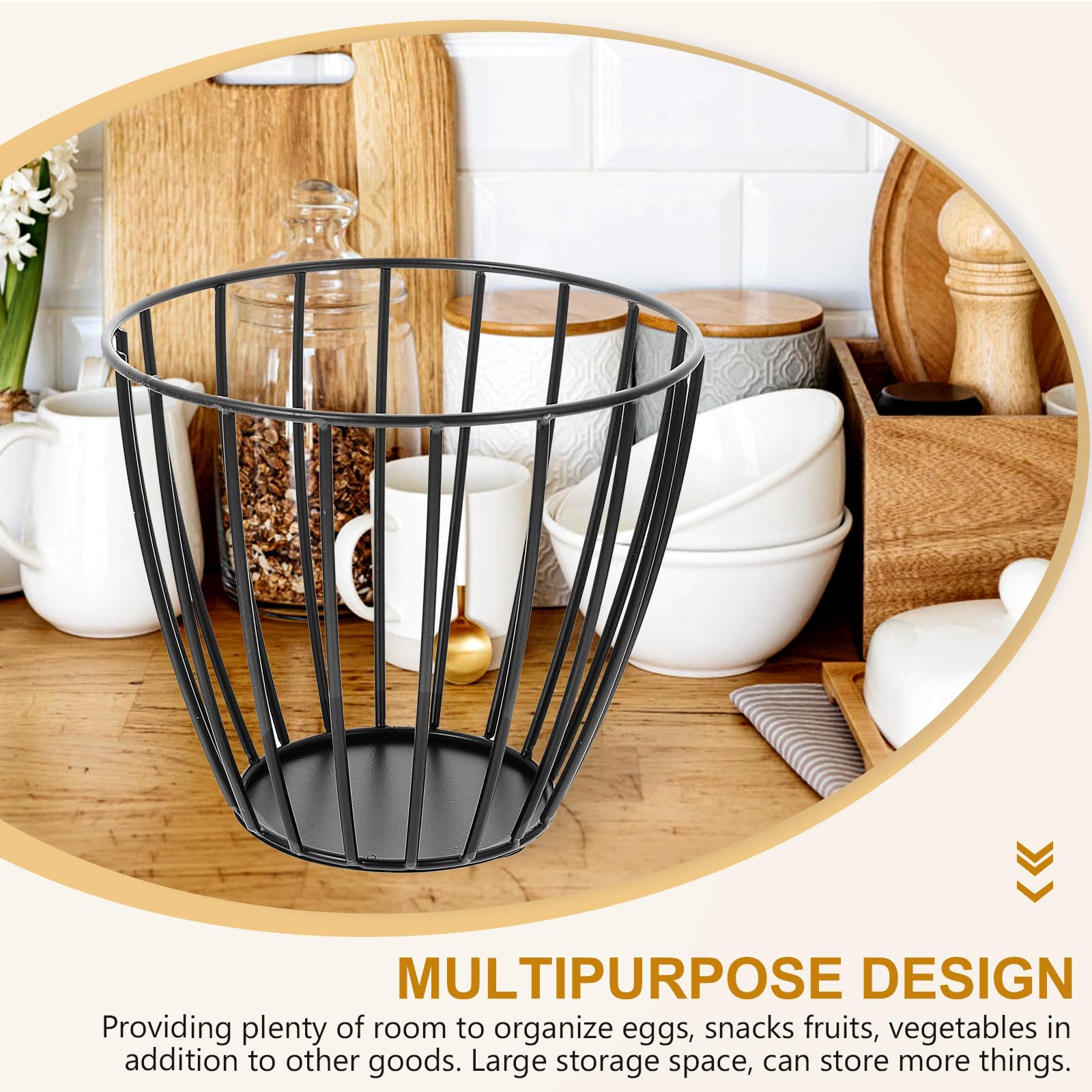 Cestino In Ferro Battuto Per Frutta - Contenitore Decorativo Da Tavolo, Per Cucina O Sala - Foto 11