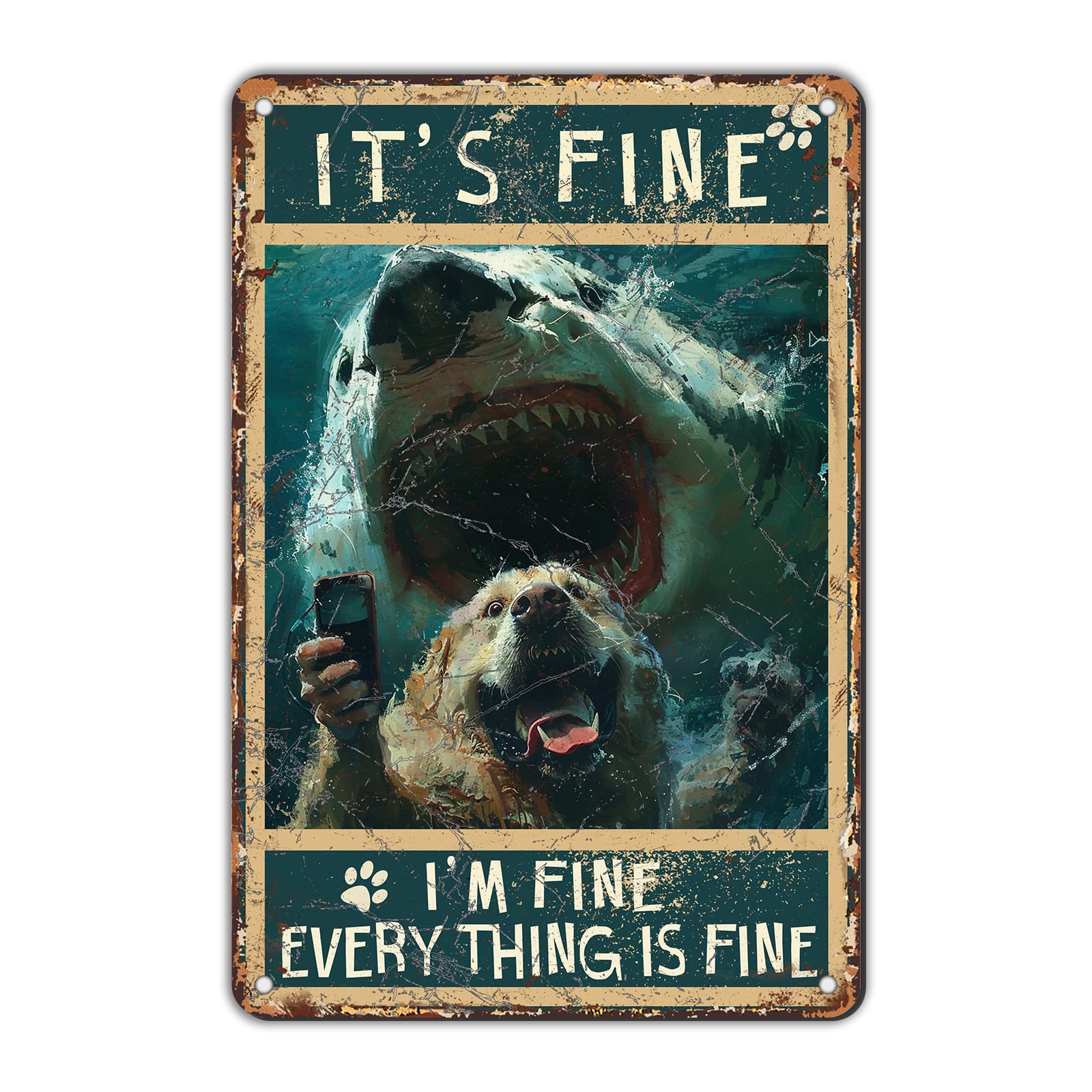 Anceky Tin Sign It's Fine I'm Fine Metal Signs Funny Wall Decor for Office Yard Fence Home Cafe 12×8 Inch
