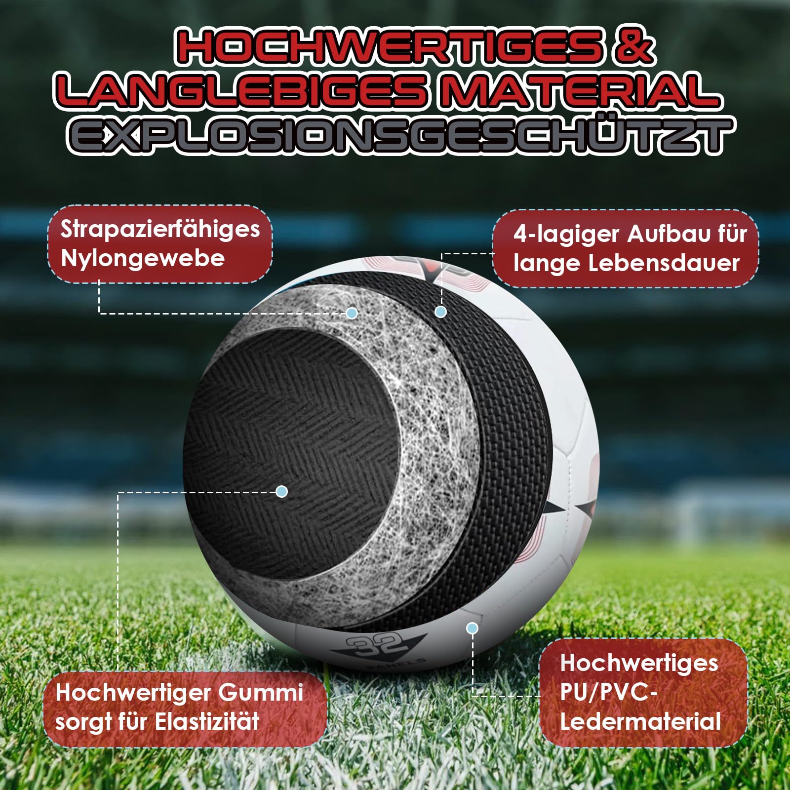 Piłka nożna rozmiar 5, oficjalna piłka futsalowa, futsal o standardowym rozmiarze i oficjalnym rozmiarze, pogrubiona, zabezpieczona przed wybuchem, piłka nożna dla dzieci, piłka nożna