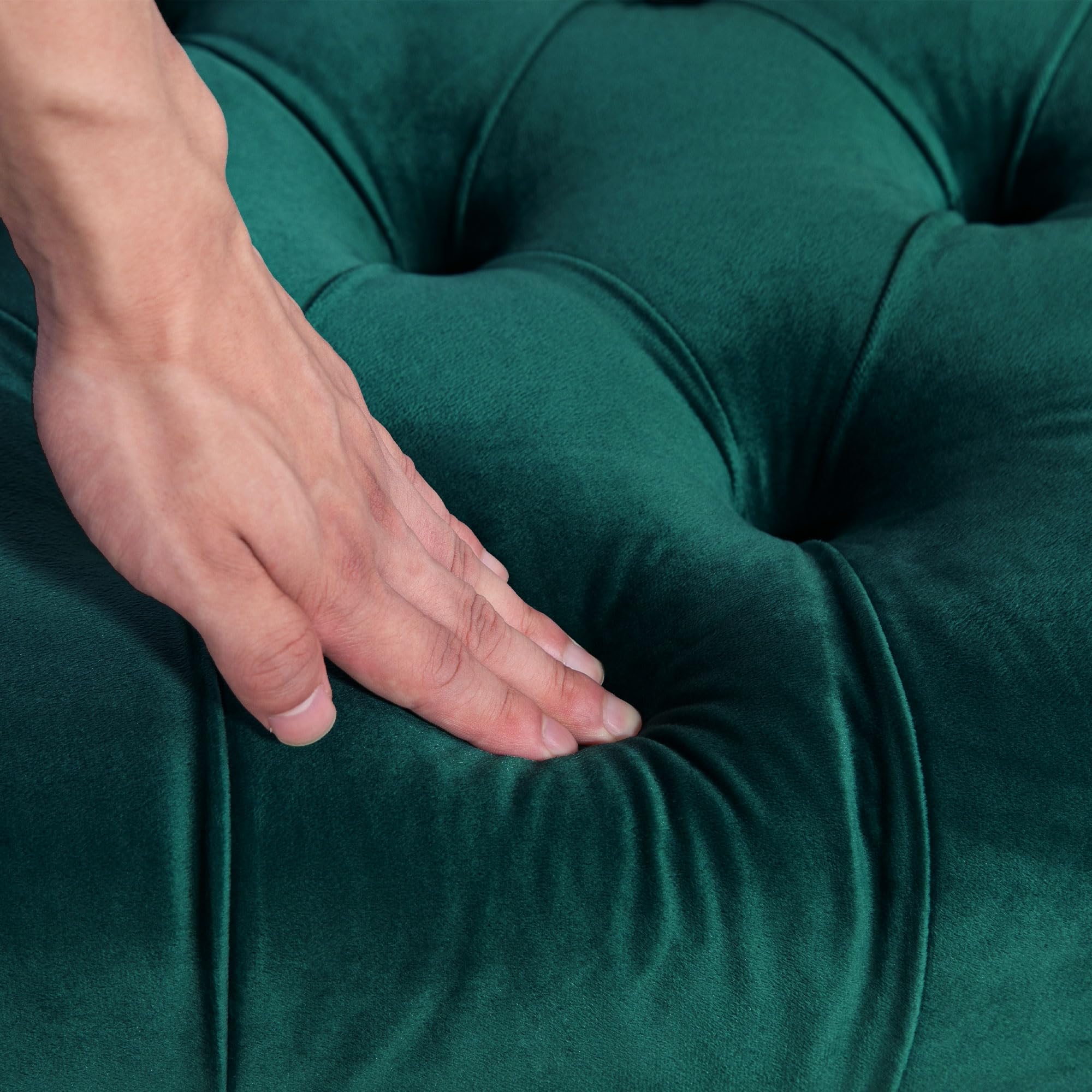 HOMCOM Panca Camera da Letto con Rivestimento Trapuntato, Panca Imbottita in Velluto con Gambe in Metallo per Ingresso, Corridoio e Soggiorno, 118x45x42 cm, Verde Scuro