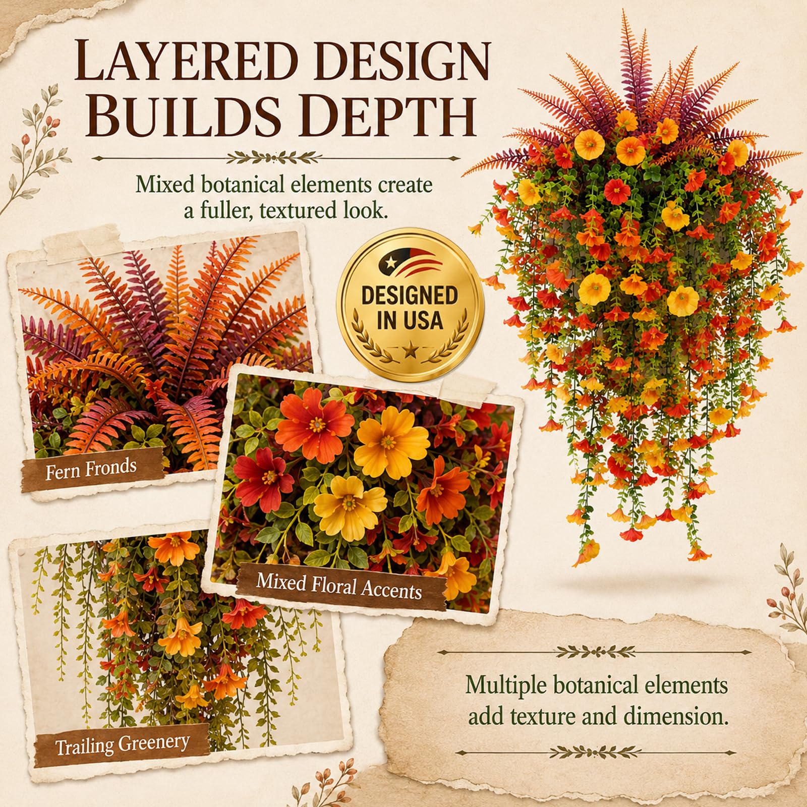 Felce artificiale per decorazione autunnale per esterni, decorazione autunnale per portico e porta, con erba persiana e gloria mattutina, set da 2