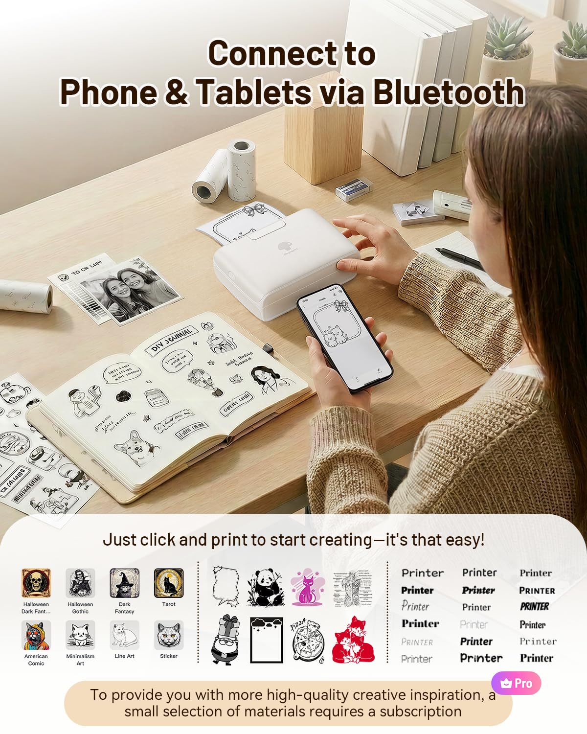 Phomemo M04S 110mm Stampante Termica Portatile 304dpi - Stampante Termica Stampante Bluetooth, Supporto Larghezza di Stampa 53/80/110 mm, Compatibile con iOS e Android, per Documenti,Note,Adesivi