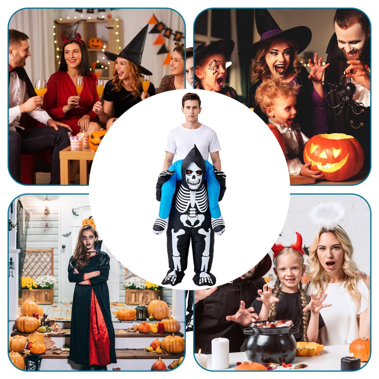Męskie nadmuchiwane stroje Halloween Dmuchany zabawny szkielet | Straszne nadmuchiwane kostiumy Halloween Dla parad grupowych, parad na świeżym powietrzu i spotkań