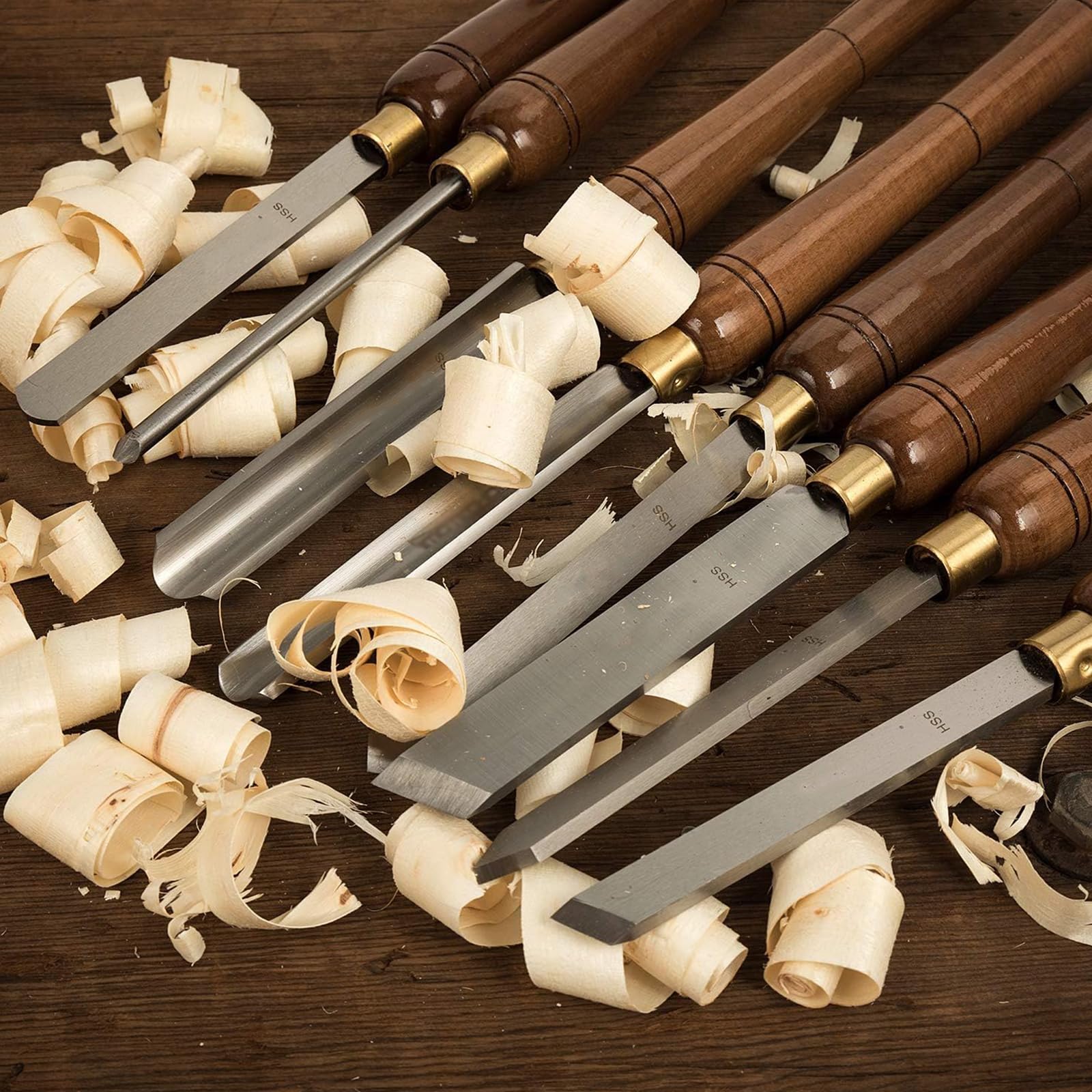 Gubias Para Torno De Madera, 8 Piezas Herramientas Para Tornear Madera, Cinceles Para Madera Para Tallar Madera Principiantes Con Caja De Almacenamiento