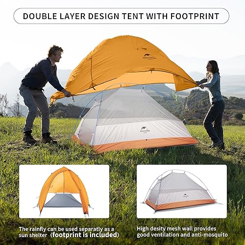 Miniatura 3 de Naturehike Cloud-Up - Tienda de campaña para 1 persona, tiendas ligeras para mochileros para un hombre, tienda de campaña ultraligera impermeable