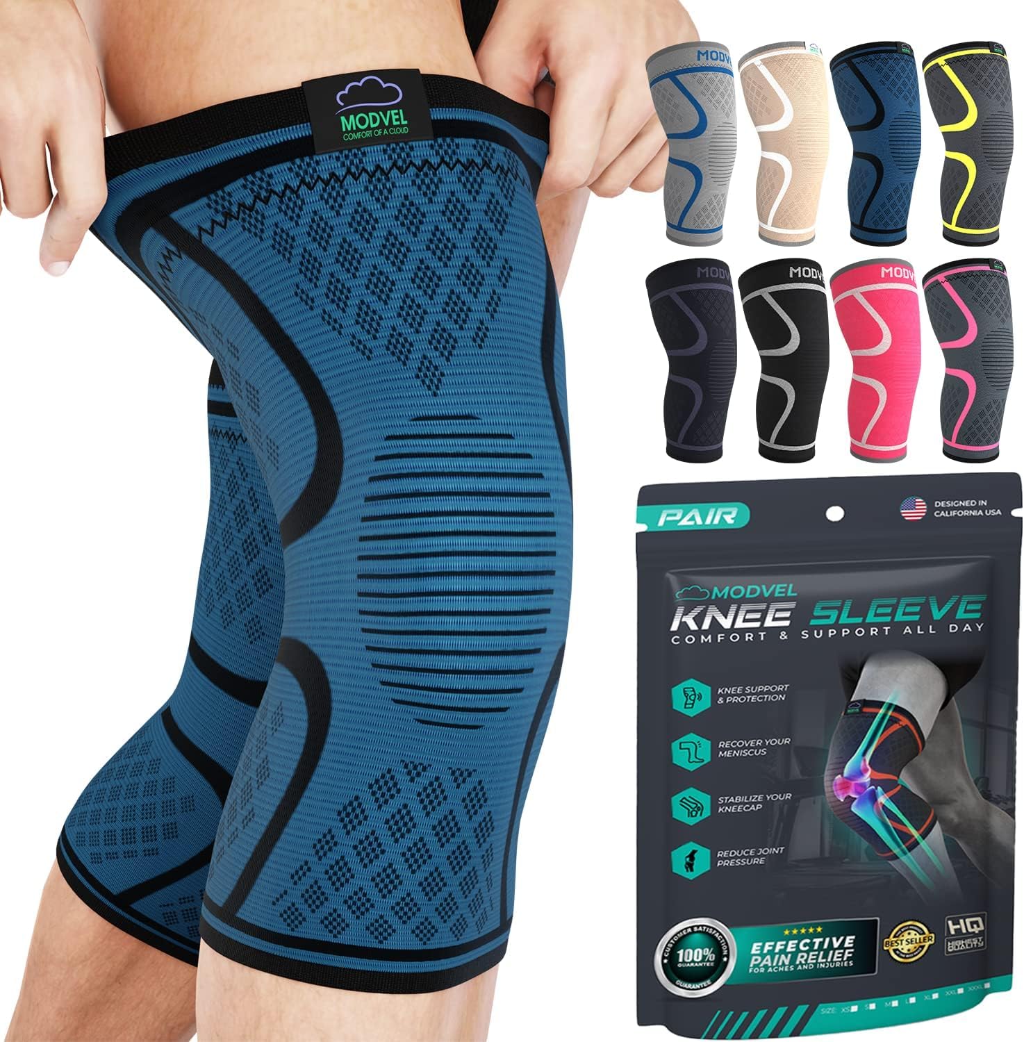 MODVEL Paquete de 2 rodilleras de compresión para hombres y mujeres, rodilleras para correr, ortopédicas para el alivio de rotura de menisco, artritis y malestar articular (XXXL) — view 23