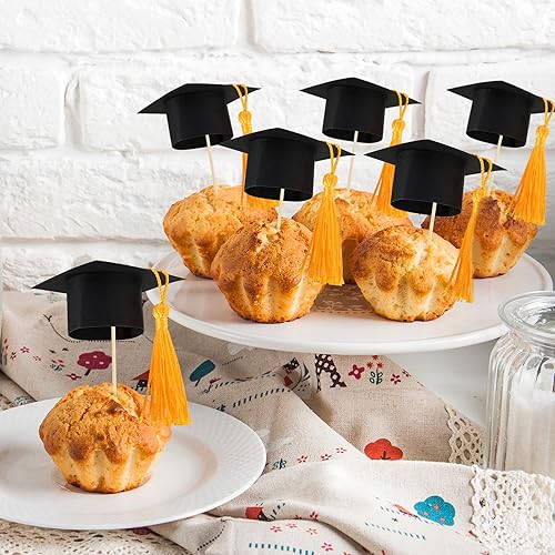 Miniatura 5 de Gyufise 24 piezas 2023 de graduación 2023 para cupcakes con borla dorada DIY 2023 Felicidades Graduación Cupcake Picks 2023 Graduación Cupcake Picks