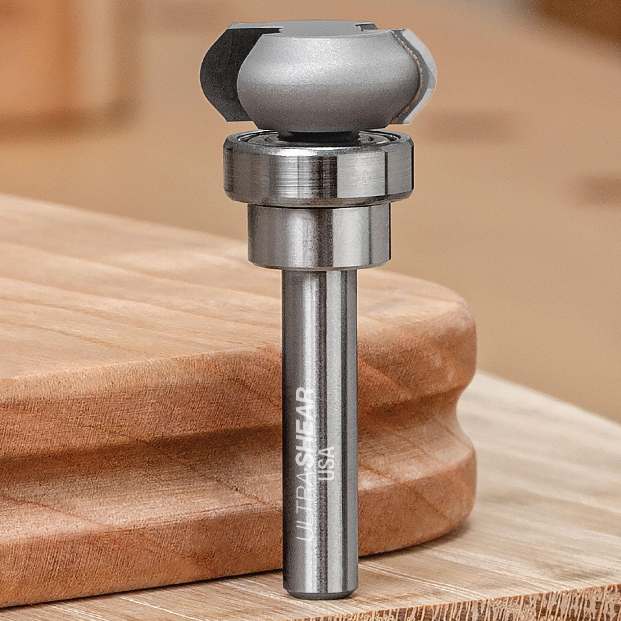 Finger Grip Groove Router Bit, 1/4 SH, 3/4" Boards, Template Pattern Bearing, Great for Serving & Cutting Boards, USA Made - US2075FGGR
