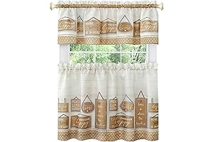 Tan Kitchen Curtains: Tier & Valance Set by Achim